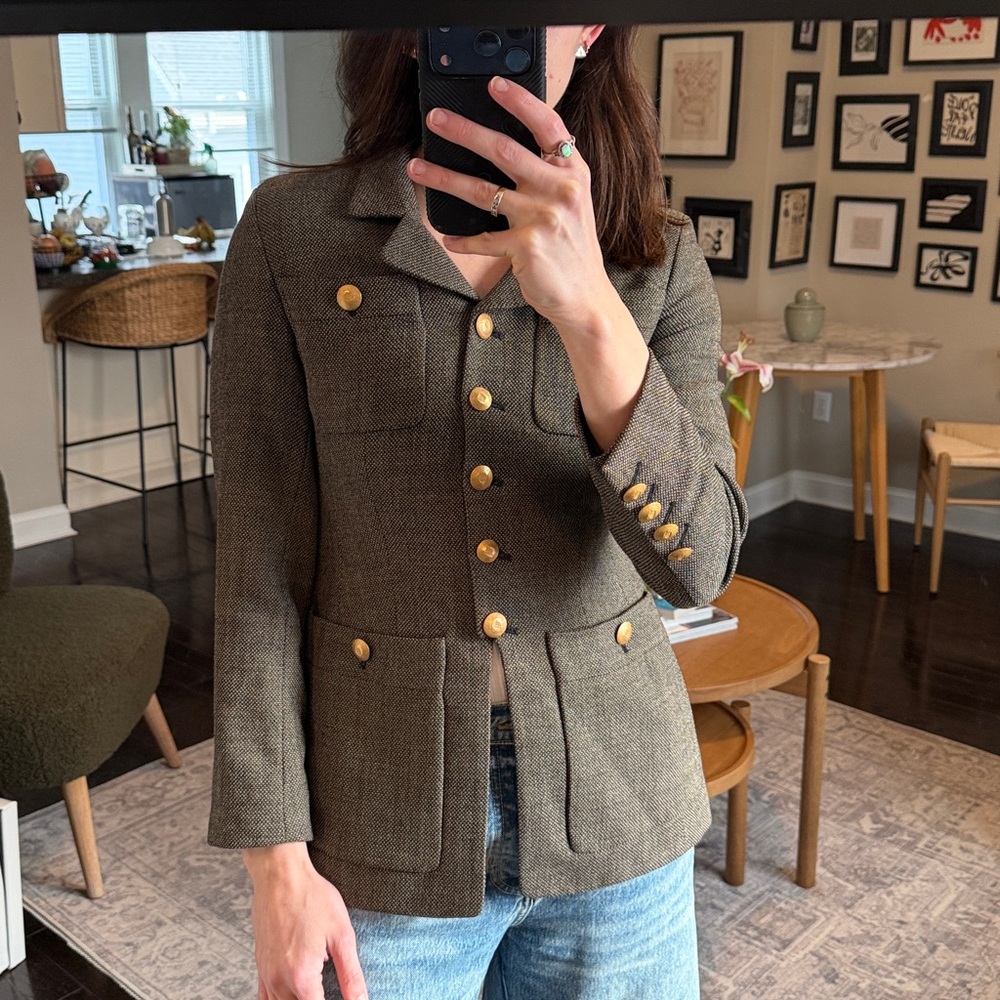 Vintage Wool Military Jacket Blazer Neutral Brown Size Small - Picture 11 of 13